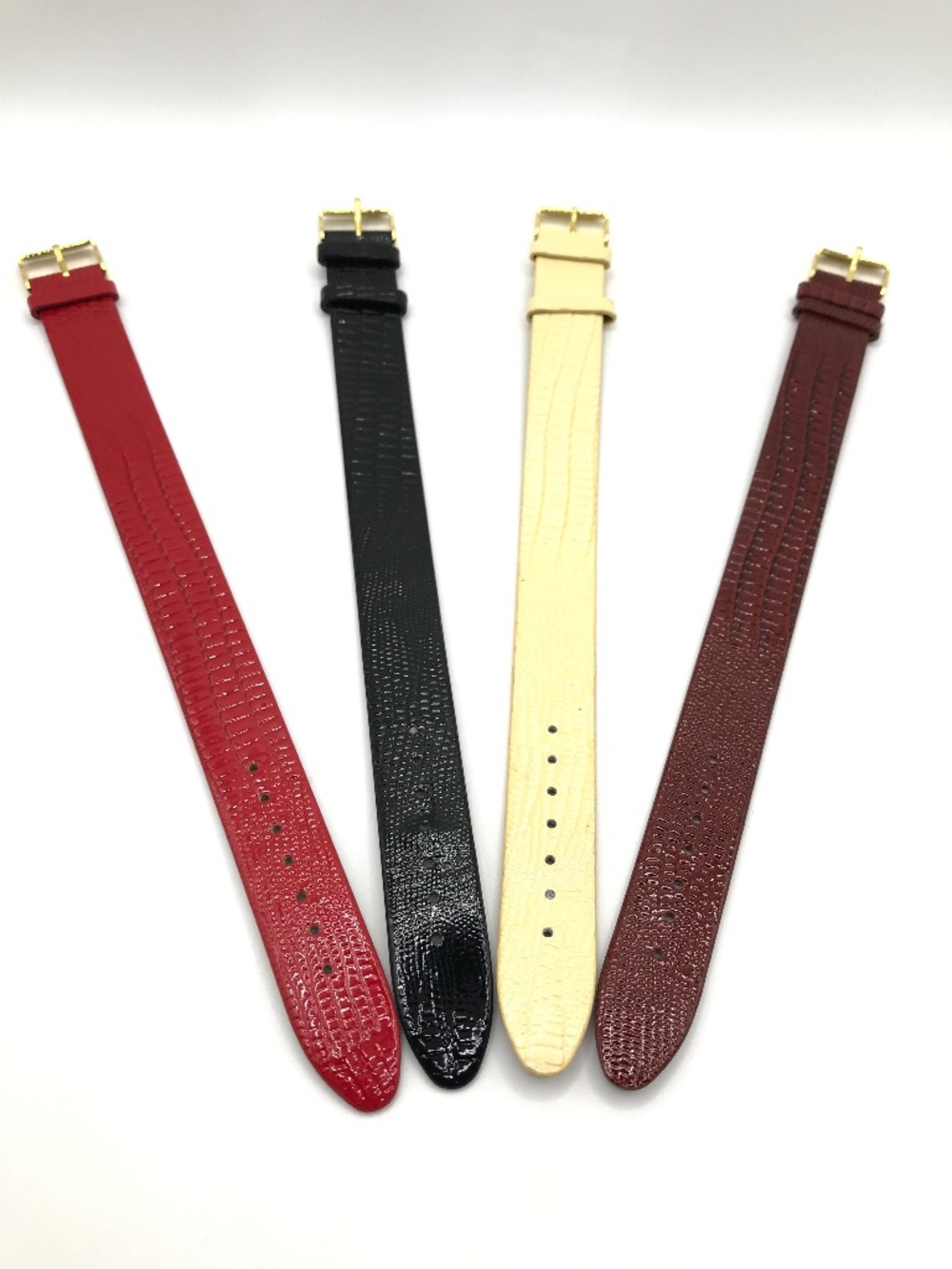 Lot of 4 Watchbands Leather Embossed Lizard Lucien Piccard 17.5mm